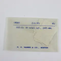 Lot of 9 Used Peru Stamps 1952-53 Scott 457-466
