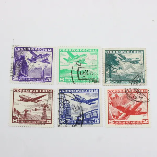 Lot Of 6 Chile 1951-54 Airmail Stamps Used SC #C146A-51
