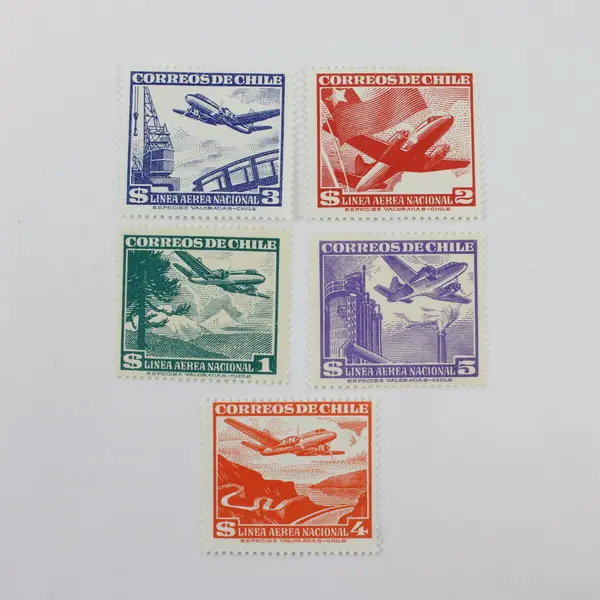 Lot Of 5 Chile Airmail Stamps Mint Never Hinged