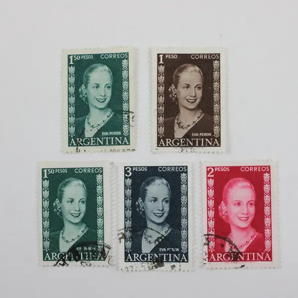 Lot Of 5 Argentina 1952 Eva Peron Stamps Used