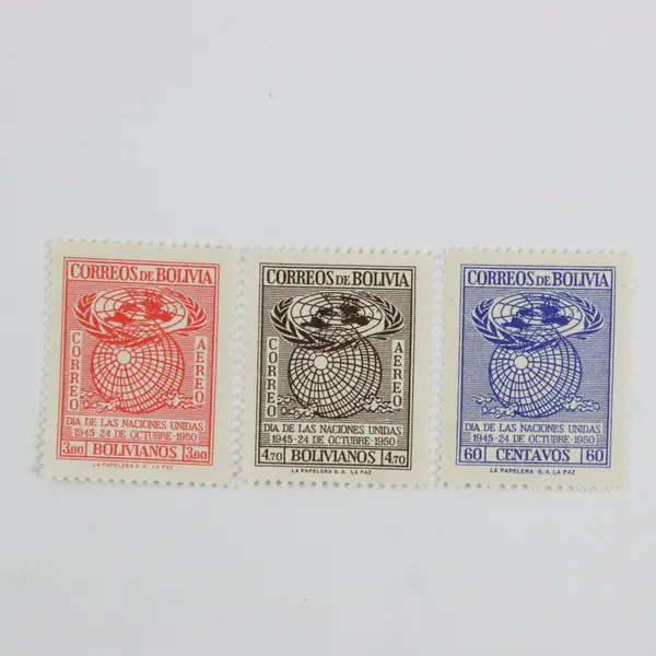 Lot Of 3 Bolivia 1950 United Nations Stamps SC #340 #C138-39 MNH