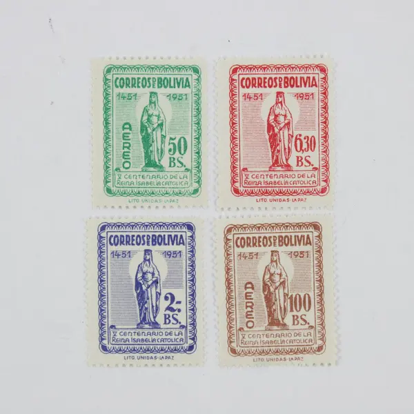 Lot Of 4 Bolivia 1952 Isabella The Catholic Stamps MNH #371-72 #C163-64