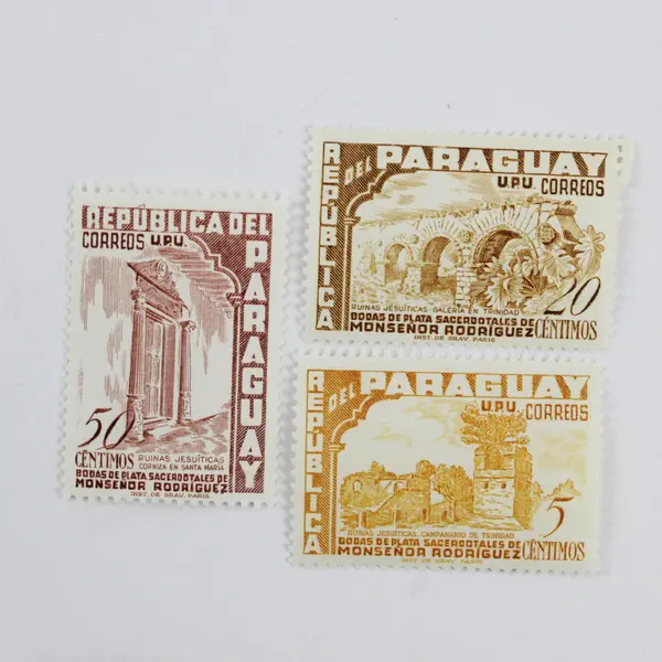 Set Of 3 Paraguay 1955 Jesuit Ruins Stamps SC #491-93 MNH OG