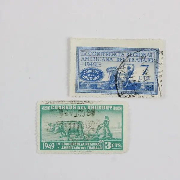 Lot of 2 Uruguay 1949 Labor Conference Used Stamps Scott #569-70