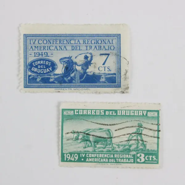 Lot of 2 Uruguay 1949 Labor Conference Used Stamps Scott #569-70