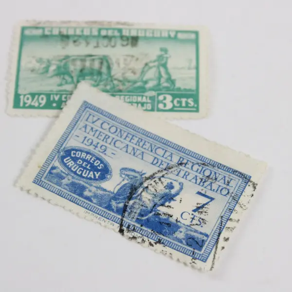 Lot of 2 Uruguay 1949 Labor Conference Used Stamps Scott #569-70