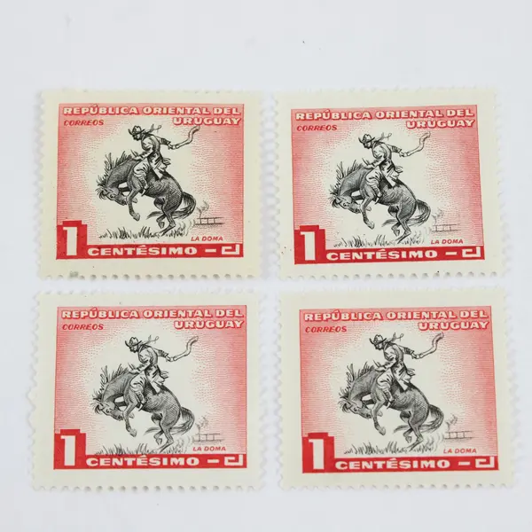 Lot Of 4 Uruguay 1954 Bucking Bronco 1c Stamps MLH