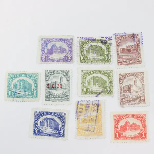 Lot of 10 Uruguay 1956-57 Parcel Post Tax Issue Used Stamps