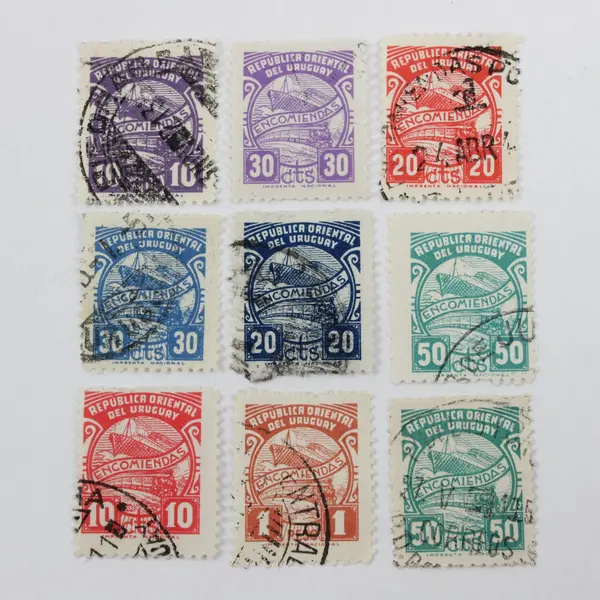 Lot Of 9 Uruguay Ships And Trains Stamps 1938-39 Used
