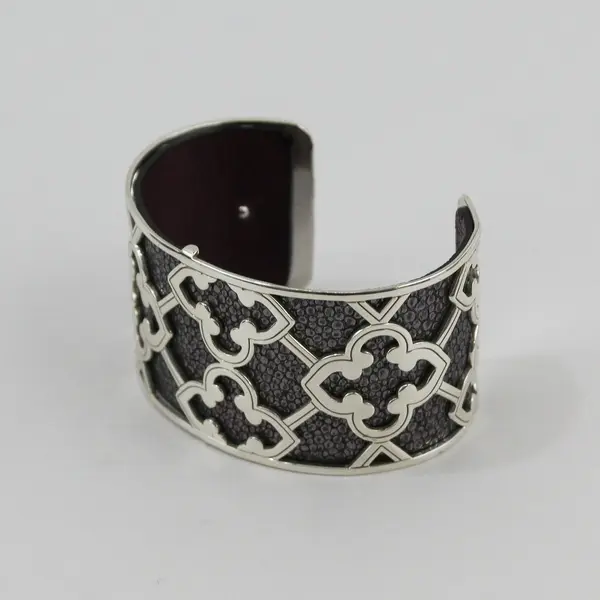 Brighton Christo Silver Tone Cuff Bracelet Reversible Leather Bands