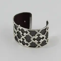 Brighton Christo Silver Tone Cuff Bracelet Reversible Leather Bands