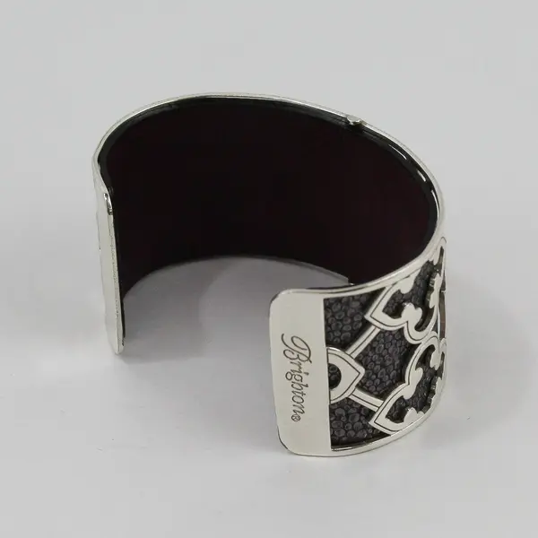 Brighton Christo Silver Tone Cuff Bracelet Reversible Leather Bands