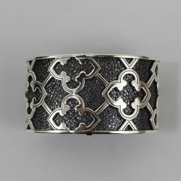 Brighton Christo Silver Tone Cuff Bracelet Reversible Leather Bands