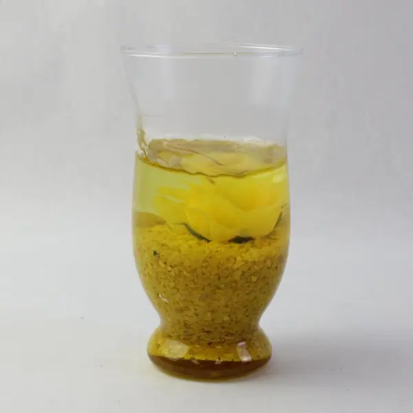 Yellow Gel Wax Flower Insert Candle 5.75in Unbranded