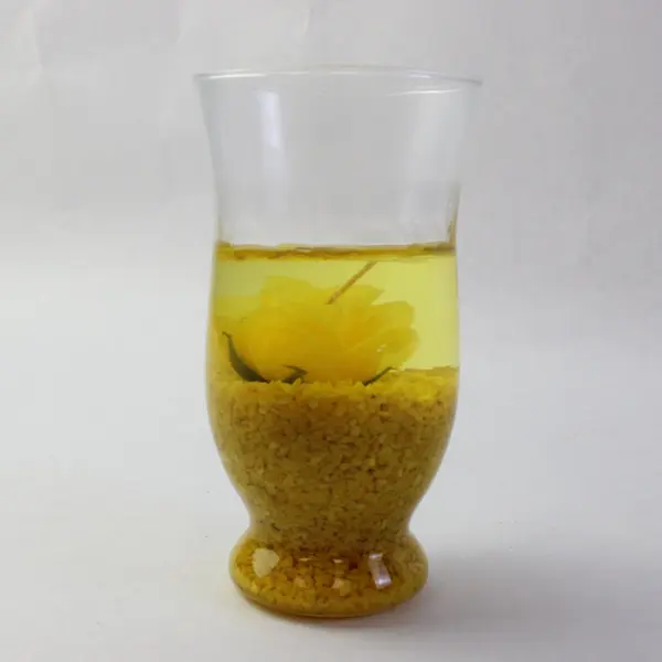 Yellow Gel Wax Flower Insert Candle 5.75in Unbranded