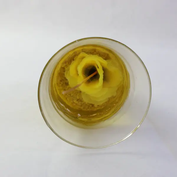 Yellow Gel Wax Flower Insert Candle 5.75in Unbranded