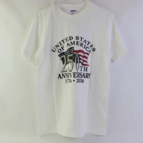 Quality Fashion United States 250th Anniversary White Cotton T-Shirt Men's L