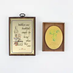 Lot of 2 Wooden Mother's Sentimental Plaques Metal Accent Decor