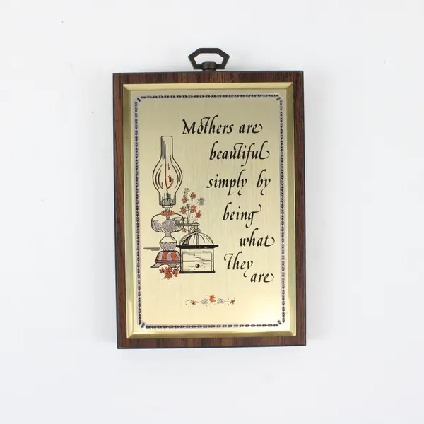 Lot of 2 Wooden Mother's Sentimental Plaques Metal Accent Decor