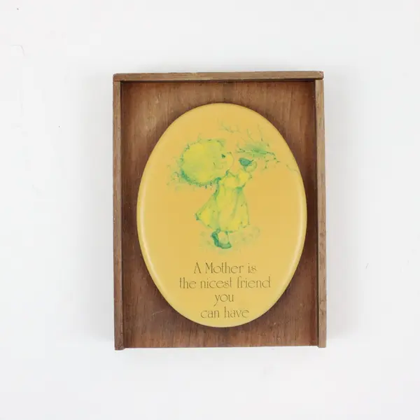 Lot of 2 Wooden Mother's Sentimental Plaques Metal Accent Decor