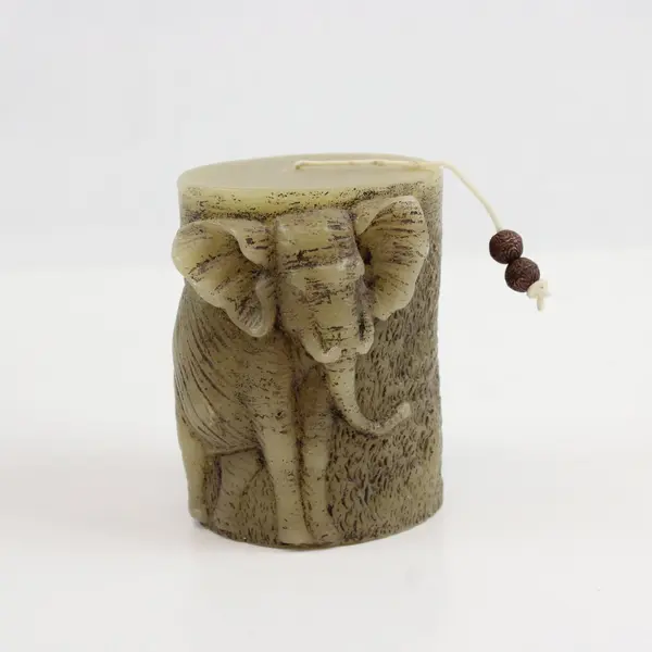 Decorative 3D Carved Elephant Pillar Candle 3x3x4 in