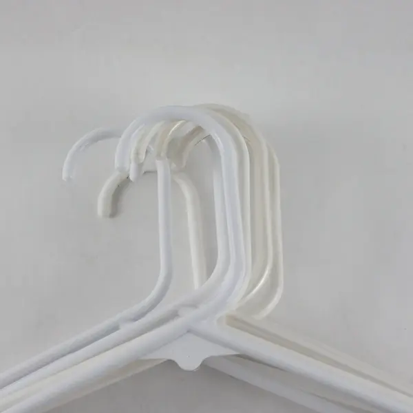 Lot of 10 White Plastic Clothes Hangers with Hooks for Tops & Pants