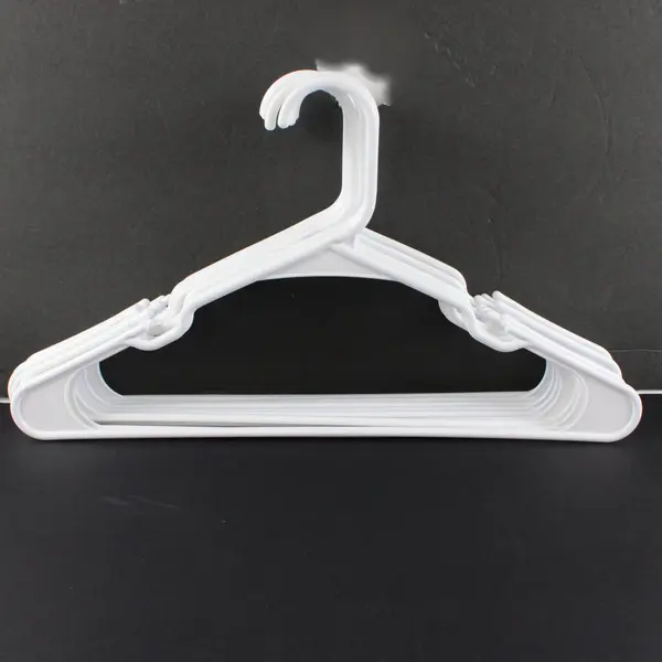 Lot of 10 White Plastic Clothes Hangers for Tops & Pants