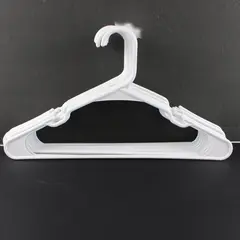 Lot of 10 White Plastic Clothes Hangers for Tops & Pants