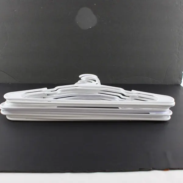 Lot of 10 White Plastic Clothes Hangers for Tops & Pants