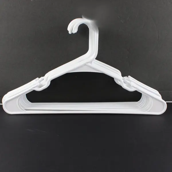 Lot of 10 White Plastic Clothes Hangers Tops and Pants