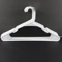 Lot of 10 White Plastic Clothes Hangers Tops and Pants
