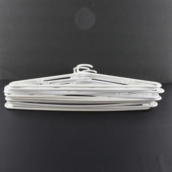Lot of 10 White Plastic Clothes Hangers Tops Pants Strap Hooks