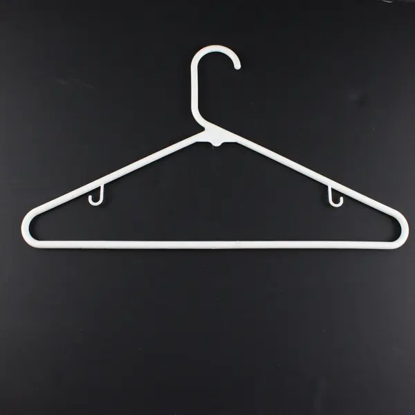 Lot of 10 White Plastic Clothes Hangers Tops Pants Strap Hooks