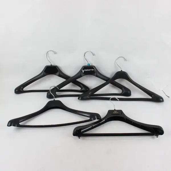 Lot of 5 Black Plastic Retail Suit Hangers