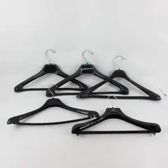 Lot of 5 Black Plastic Retail Suit Hangers