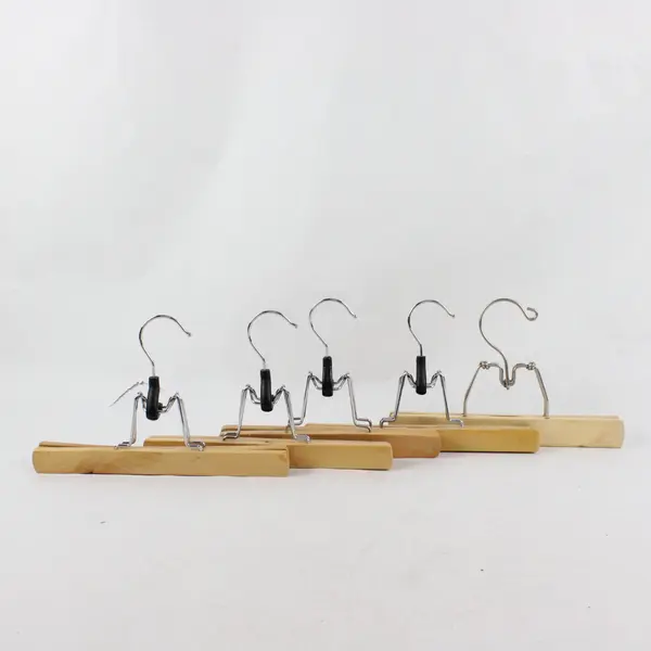 Lot of 5 Wooden Clamp Hangers Skirts Pants
