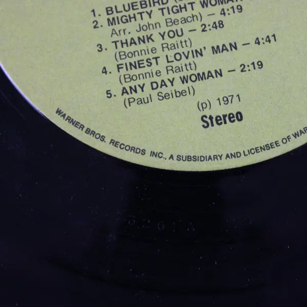 Bonnie Raitt LP WS 1953 Warner Bros 1971 Blues Rock Vinyl Record