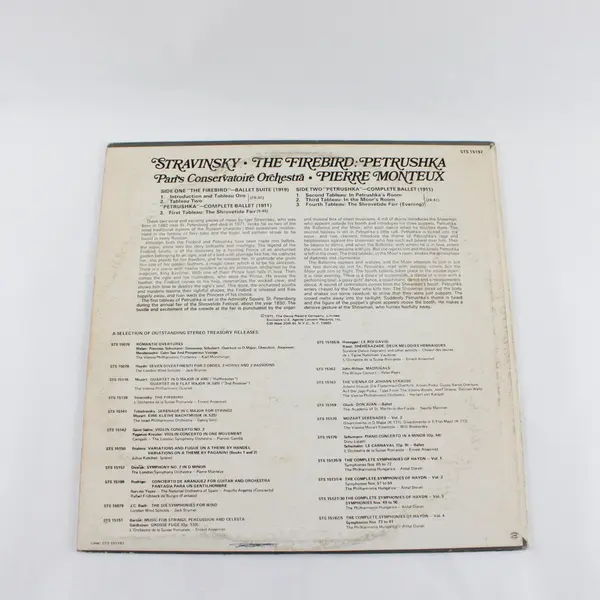 Stravinsky Firebird Suite Petrushka Pierre Monteux Paris Conservatoire 12in LP
