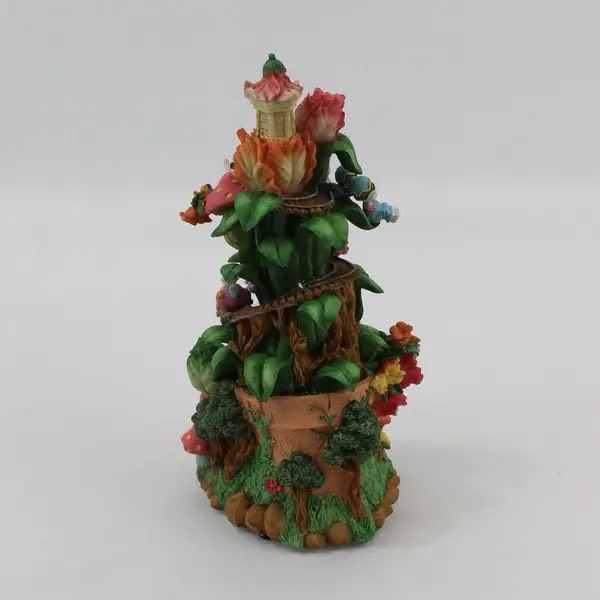 Musical And Lighted Easter Bunny Treehouse Figurine W/ Bunnies In Cars On Track 