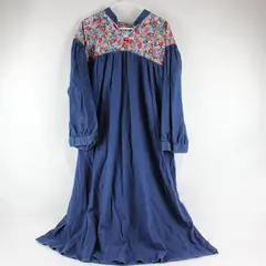 Vintage Tribute Denim and Floral Print Maxi House Dress Women's Size 30.5