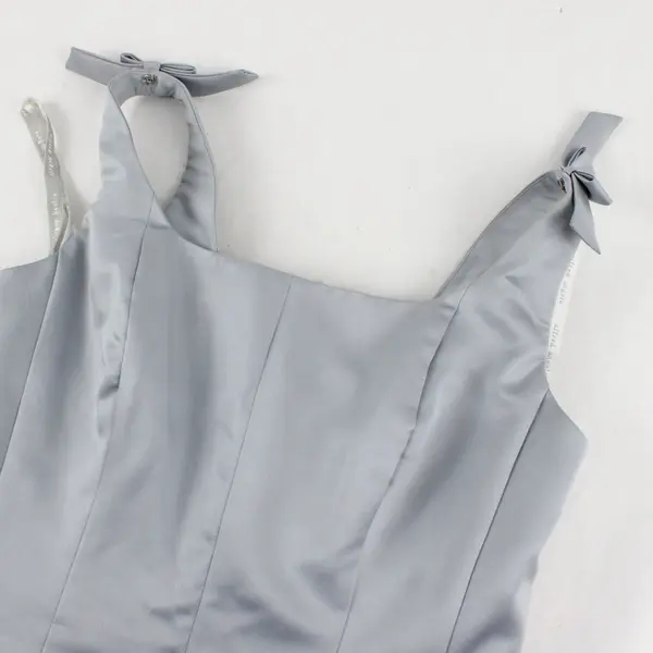 Alfred Angelo Gray Sleeveless Bow Accent Maxi Dress Women's Size 16