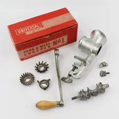  Universal No 1 Food Meat Chopper W/ Box And Attachments