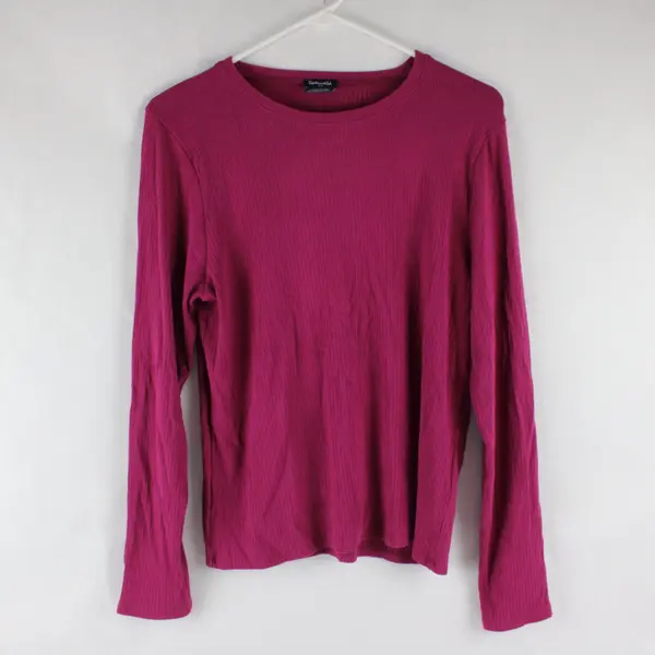 Splendid Magenta Ribbed Long-Sleeved Shirt Women's Large