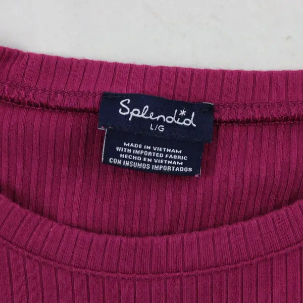 Splendid Magenta Ribbed Long-Sleeved Shirt Women's Large