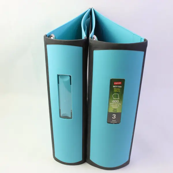 Lot of 2 Staples Blue 3" D-Ring Binders School Office Supplies