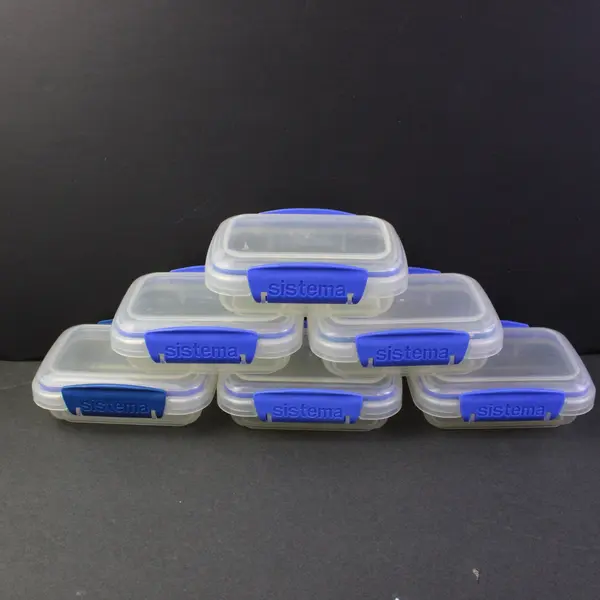Lot of 6 Sistema Clear Plastic Food Containers 1.5"x3"x4.5"