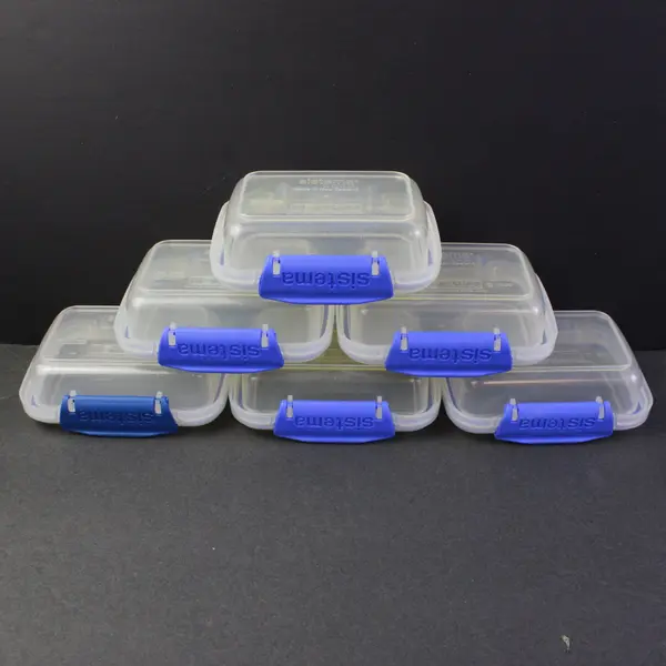 Lot of 6 Sistema Clear Plastic Food Containers 1.5"x3"x4.5"