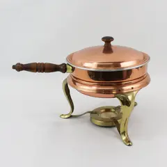 Vintage MCM Copper And Brass Chafing Dish With Stand And Sterno Pot