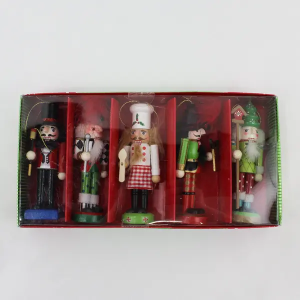 Pier 1 Imports 5-Piece Wood Nutcracker Christmas Ornament Set