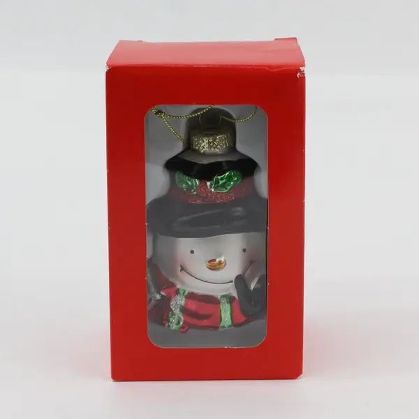 Gerson International Snowman Bust Glass Christmas Ornament 
